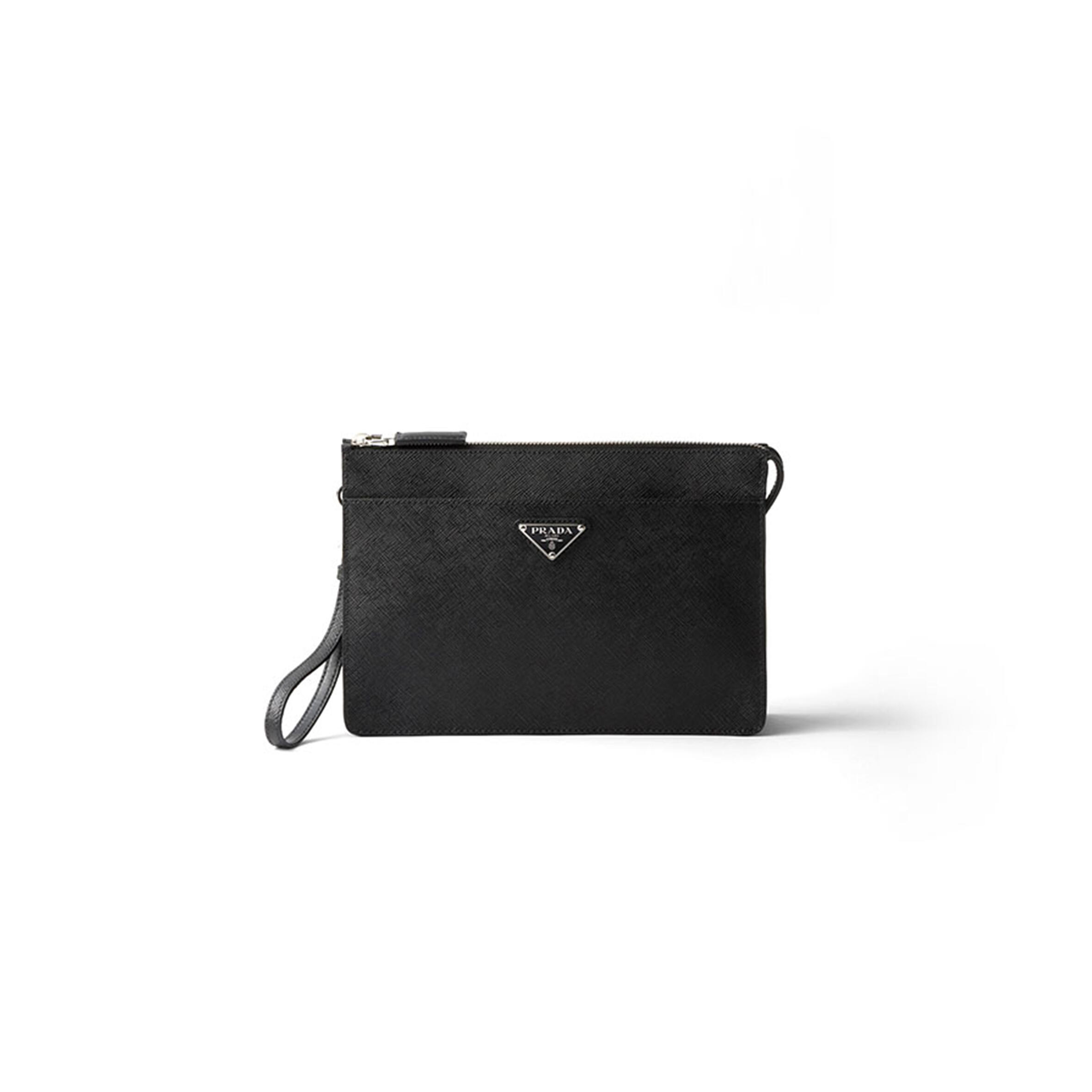 Pra*a saffiano leather pouch 2vf032 (25*17*4cm)